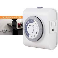 Ge 24 Hour Heavy Duty Indoor Plug In Mechanical Timer 2 Grounded Outlets 30 Minute Intervals Daily On Off Cycle For La Christmas Tree Lighting Timer Lights