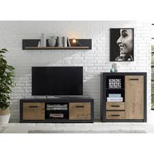 Holen sie sich mit der wohnwand berno fantastisches design in ihr wohnzimmer. Lomadox Tv Wand Baku 61 3 Tlg Wohnwand Modern In Fresco Anthrazit Mit Kastanienbraun Bxhxt Ca 265x170x42 Cm Online Kaufen Otto