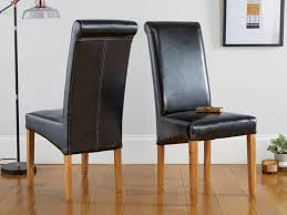 Free shipping on qualifying orders. Tuscan Black Leather Scroll Back Dining Room Chair