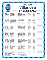 2020 team schedule & results. Printable 2017 2018 Villanova Wildcats Basketball Schedule