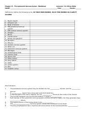 Of the central nervous system cns) or the peripheral nervous system. Ch 15 The Autonomic Nervous System Worksheet Docx Chapter 15 The Autonomic Nervous System Worksheet Instructor Dr Mirian Watts Name Class Session Course Hero