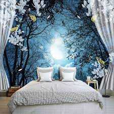 3d wall mural wall paper natural scenery peaceful night forest moon custom 3d room landsca behang woonkamer slaapkamer muurschilderingen slaapkamer muur verven