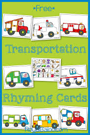 Transportation Rhyming Cards Free Printables Printable