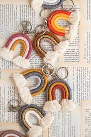 Mini Rainbow Keychain Macrame Rainbow Bag Charm Bag Tag Rainbow Keychain Rainbow Diy Rainbow Macrame
