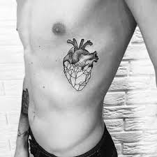 Rib Cage Side Geometric Broken Heart Mens Tattoo Ideas Broken Heart Tattoo Broken Heart Tattoo Designs Tattoos For Guys