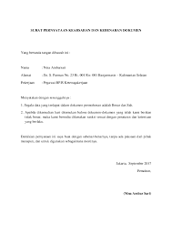 Check spelling or type a new query. Doc Surat Pernyataan Keabsahan Dan Kebenaran Dokumen Nina Ambarsari Academia Edu