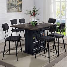 » distressed dining room table. Esdargo 7 Piece Counter Height Dining Set In Black Distressed Dark Oak Finish By Furniture Of America Foa 3791pt