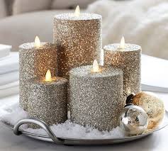 Premium Flicker Flameless German Glitter Pillar Candle Silver In 2020 Candle Decor Christmas Centerpieces Pillar Candles