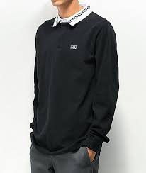 Black And White Long Sleeve Polo Lurking Class By Sketchy Tank Thorns Black Long Sleeve Polo Shirt Zumiez In 2020 Long Sleeve Polo Shirt Long Sleeve Polo Black Long Sleeve