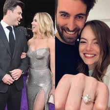 Emma stone and dave mccary have been spotted wearing matching gold bands on their ring fingers (making us believe they already got married) as. Scarlett Johansson Colin Jost To Emma Stone Dave Mccary Celebrity Couples Who Got Engaged In 2019