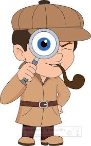 Law and Legal Clipart-detective with pipe looking into megnifying glass  clipart