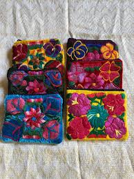 Mexican Coin Purseembroidered Coin Pursefloral Coin Etsy Mexican Bag Handmade Scrunchie Boho Clutch