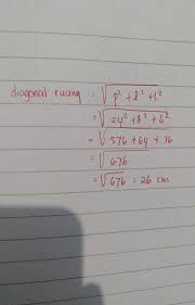 Check spelling or type a new query. Panjang Diagonal Ruang Sebuah Balok Berukuran Panjang 24 Cm Lebar 8 Cm Dan Tinggi 6 Cm Brainly Co Id