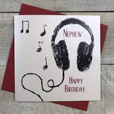 You can add photos inside or on the back, insert the birthday name into. White Cotton Cards Handmade Nephew Happy Headphones Boys Birthday Card White Sb54 N Amazon Co Uk Home Kitchen