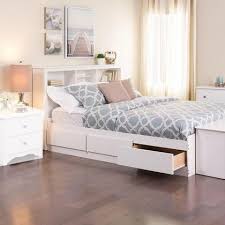 Finger pulls at the bottom of each drawer front for easy opening. Prepac Wbt 4100 2k Twin Mates Platform Storage Bed With 3 Drawers White Home Beds