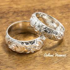 Hawaiian Ring Hand Engraved Sterling Silver Barrel Ring 4mm 10mm Width Barrel Style Silver Wedding Rings Sets Unique Engagement Rings Vintage Engagement Rings