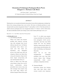 Ahli waris yang mendapat bagian 2/3 (dua pertiga) adalah Pdf Otomatisasi Perhitungan Pembagian Harta Waris Dengan C Berbasis Code Block