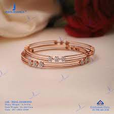 Jewelegance On Instagram Artistic Rose Gold Bracelet In Diamond Get In Touch Gold Bangles Design Gold Jewellery Design Necklaces Bangles Jewelry Designs