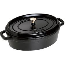 Staub Cast Iron 4 Qt Shallow Wide Oval Cocotte Matte Black Coq Au Vin Staub Cast Iron Dutch Oven