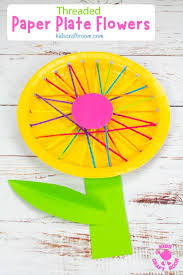 This paper plate craft is awesome for tweens, teens, and adults! Threaded Paper Plate Flowers Kids Craft Room