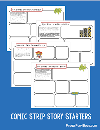 Printable Comic Strip Templates With Story Starters Frugal Fun For Boys And Girls Comic Strip Template Story Starters Comic Strips