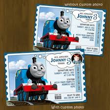 Thomas The Train Comes To Life Chugging His Way Out Of An Adorable Train Tick Thomas The Train Birthday Party Train Birthday Invitations Thomas Train Birthday