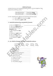 Maybe you would like to learn more about one of these? Adverb Of Manner Esl Worksheet By Fahsai46