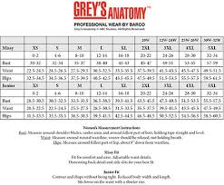 Greys Anatomy Junior Fit Scrubs Size Chart Buurtsite Net