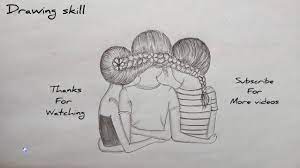 Best Friends Drawing Tutorial//How To Draw Best Friends Drawing For  Beginners - Youtube