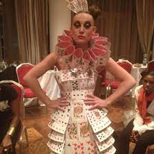 Playing cards, on hand or $1. Backstage At Aleah Leigh Lfw Show One Of The Dresses Constructed Entirely Of Playing Cards Queen Of Hearts Costume Paper Dress Dresses