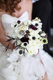Bridal black and white wedding bouquets. 80s Wedding Inspiration Ruffled Red Wedding Flowers Wedding Bouquets White Wedding Bouquets