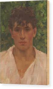 Open Collar Wood Print by Henry Scott Tuke