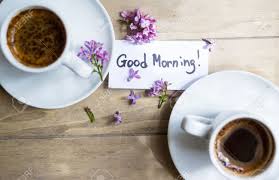 Maybe you would like to learn more about one of these? Cup Of Coffee Good Morning Note And Lilac Flower On The Wooden Table Stock Photo Picture And Royalty Free Image Image 27821200