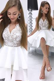 Cute White V Neck Lace Short Homecoming Dress White Lace Cocktail Dress Cg5762 In 2020 Elegant Dresses White Lace Cocktail Dress Homecoming Dresses