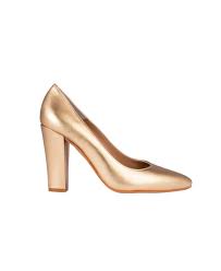 Nous allons faire en sorte que vos chaussures vous laissent une longueur d'avance sur la tendance. Escarpin Dore Talon Carre En Cuir Ruby Gold Emzi Paris