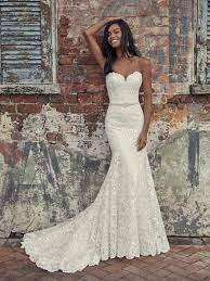 Rebecca Ingram Finola Fit And Flare Wedding Dress Fitted Wedding Dress Strapless Lace Wedding Dress