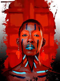 African Woman Poster Art Wall Decor Red Beauty 18x24 African Women Art African Artwork Black Girl Magic Art