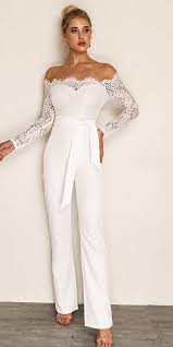 Source By Margaretclaus5946 Jumpsuits Prom In 2020 White Lace Jumpsuit Wedding Dress Jumpsuit Lace Jumpsuit