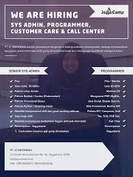 Jogjacamp Mencari Kamu Sys Admin Programmer Customer Care Call Center Apakah Itu Kamu Untuk Penempatan Yogyakarta Buruan Daf Linux Gerak Indonesia