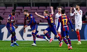 The match will be played at the estadio benito villamarín in seville between barcelona and valencia. Barcelona Stun Sevilla With Comeback To End Awful Week In Copa Del Rey Final Copa Del Rey The Guardian
