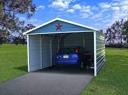 W charcoal wind and snow rated steel garage. 12x21 Single Car Carport Boxed Eave Roof Carport1