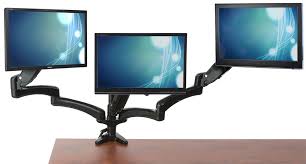 Desktop Monitor Stand With Articulating Arms Fits 3 15 27 Screens Black Monitor Monitor Stand Modern Office Decor