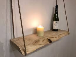 Wandregal Holz Mit Seilen Natur Rustikal Ebay Wandregal Holz Regal Holz Wandregal