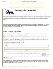 A references list is a formatted list of all sources you cited within your paper. In Text Citations The Basics Purdue Writing Lab Pdf In Text Citations The Basics Purdue Writing Lab Welcome To The Purdue Owl Course Hero