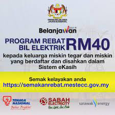 Jumlah rebat yang ditawarkan ialah rm40 sebulan. Program Rebat Bil Elektrik Rm40 Kepada Kementerian Sains Teknologi Dan Inovasi Mosti Facebook