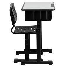 Amazon Com Flash Furniture Adjustable Height Student Desk And Chair With Black Pedestal Frame Kitchen Dining Flash Furniture Student Desks Desk
