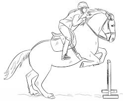 Jumping Horse With Rider Coloring Page In 2020 Met Afbeeldingen Dieren Tekenen Paard Tekeningen Paarden