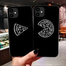Funny Pizza Best Friends Phone Case For Iphone 11 Pro Max X Xr Xs Max 7 8 6 6s Plus Black Couple Soft Tpu Back Cover Funda Shell In Half Wrapped Cases Friends