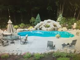 Viking Pools Laguna Shape Persian Color 14x30 3 6 To 6 11 000 Gallons Of Salt Water Saltwater Pool Swimming Pool Waterfall Pool