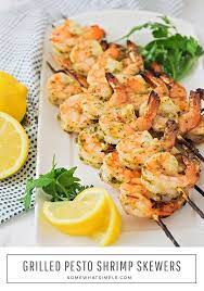 Grilled Pesto Shrimp Skewers Recipe Shrimp Recipes For Dinner Pesto Shrimp Healthy Grilling